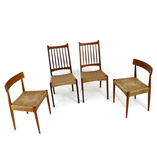 Danish Modern Papercord Dining Chairs by Arne Hovmand Olsen For Mogens Kold - Set of 4 -Mid Century