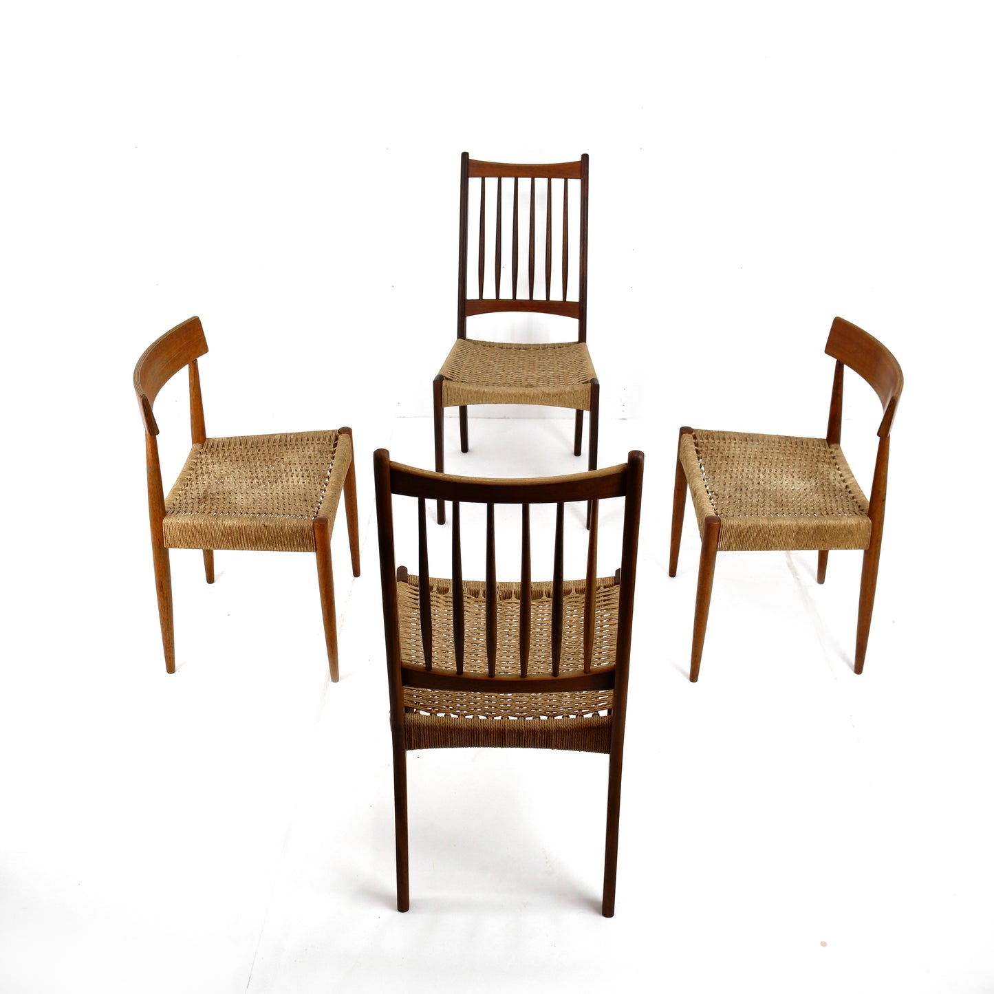 Danish Modern Papercord Dining Chairs by Arne Hovmand Olsen For Mogens Kold - Set of 4 -Mid Century