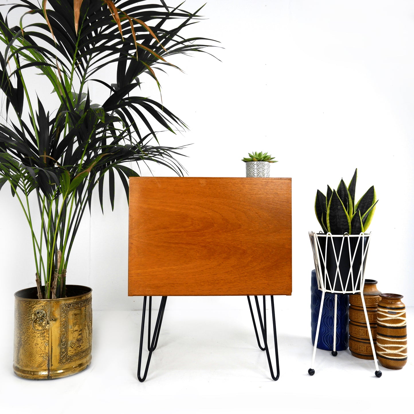 Mid Century Teak Record Cabinet / Cocktail Cabinet on Hairpin Legs