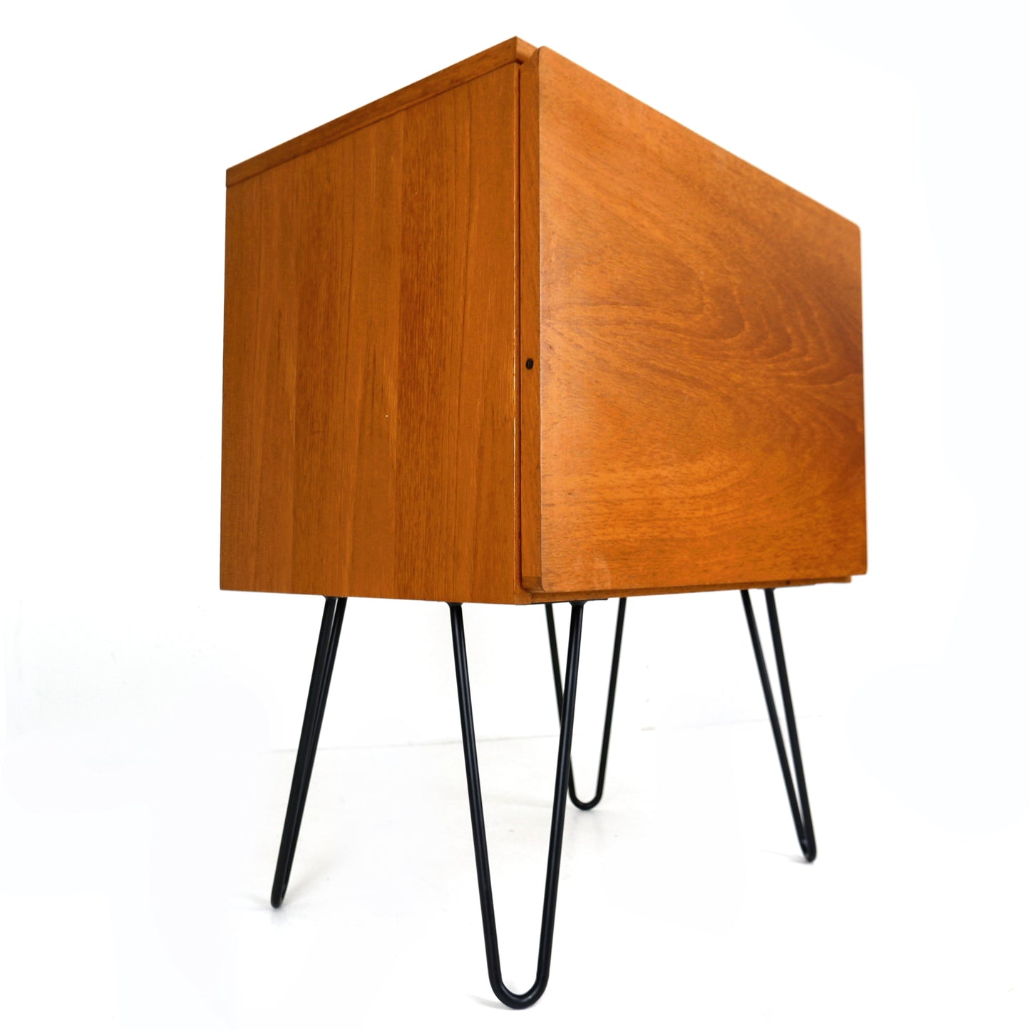 Mid Century Teak Record Cabinet / Cocktail Cabinet on Hairpin Legs