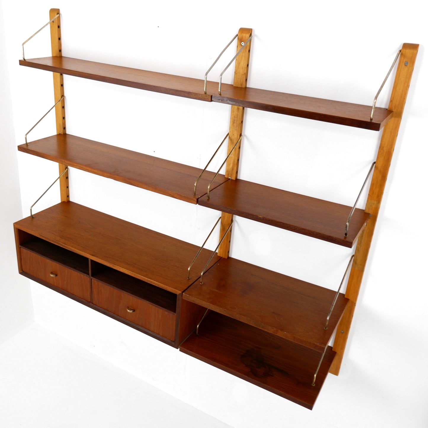 Poul Cadovius Danish Royal System Shelving Wall Unit in Teak - Cocktail/Drinks Cabinet with Bookcase Shelves