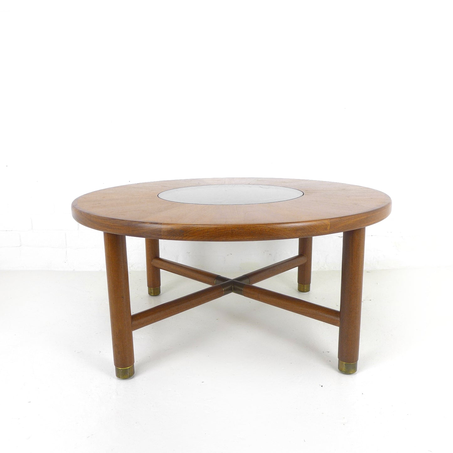 Circular Mid Century G Plan Coffee Table in Teak & Glass