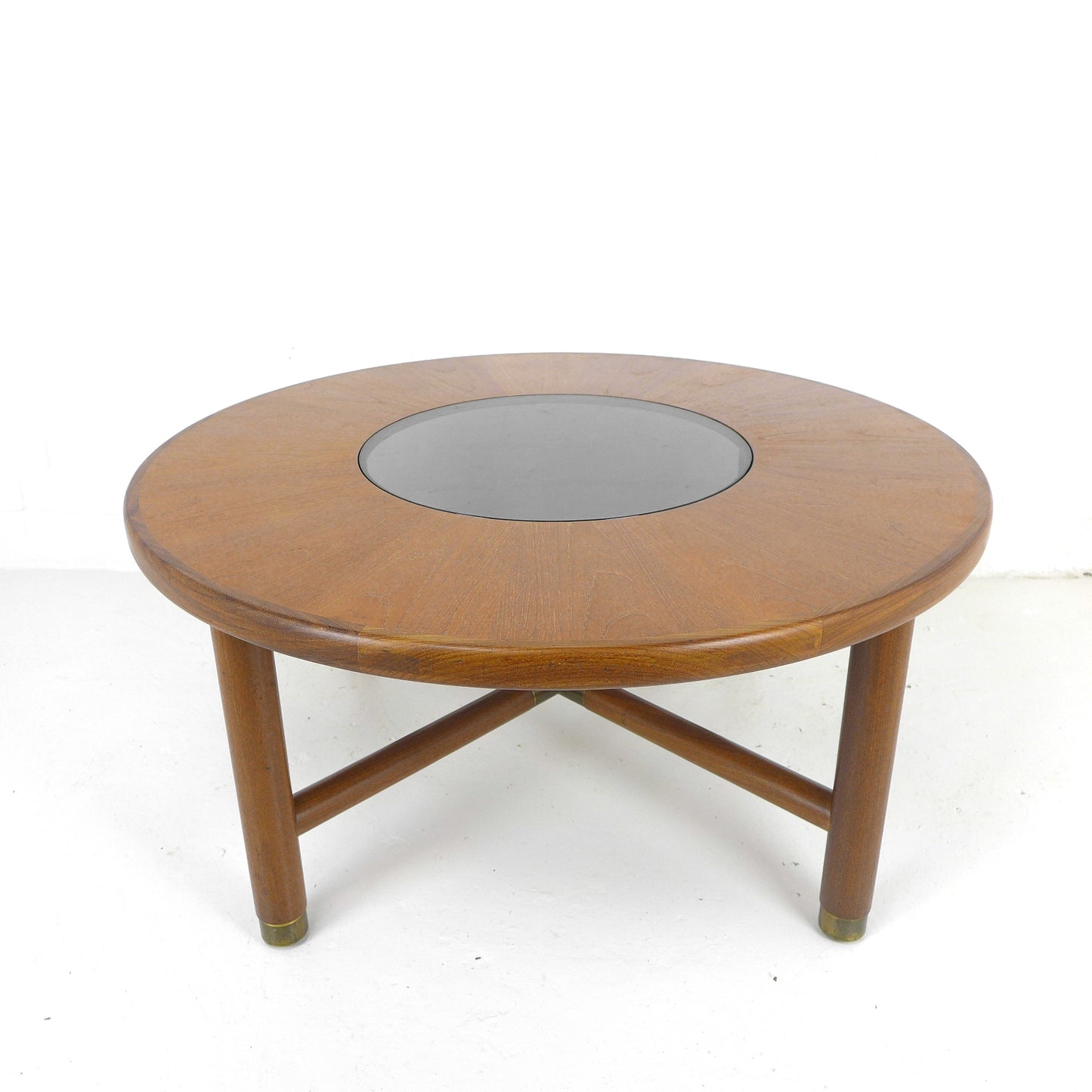 Circular Mid Century G Plan Coffee Table in Teak & Glass