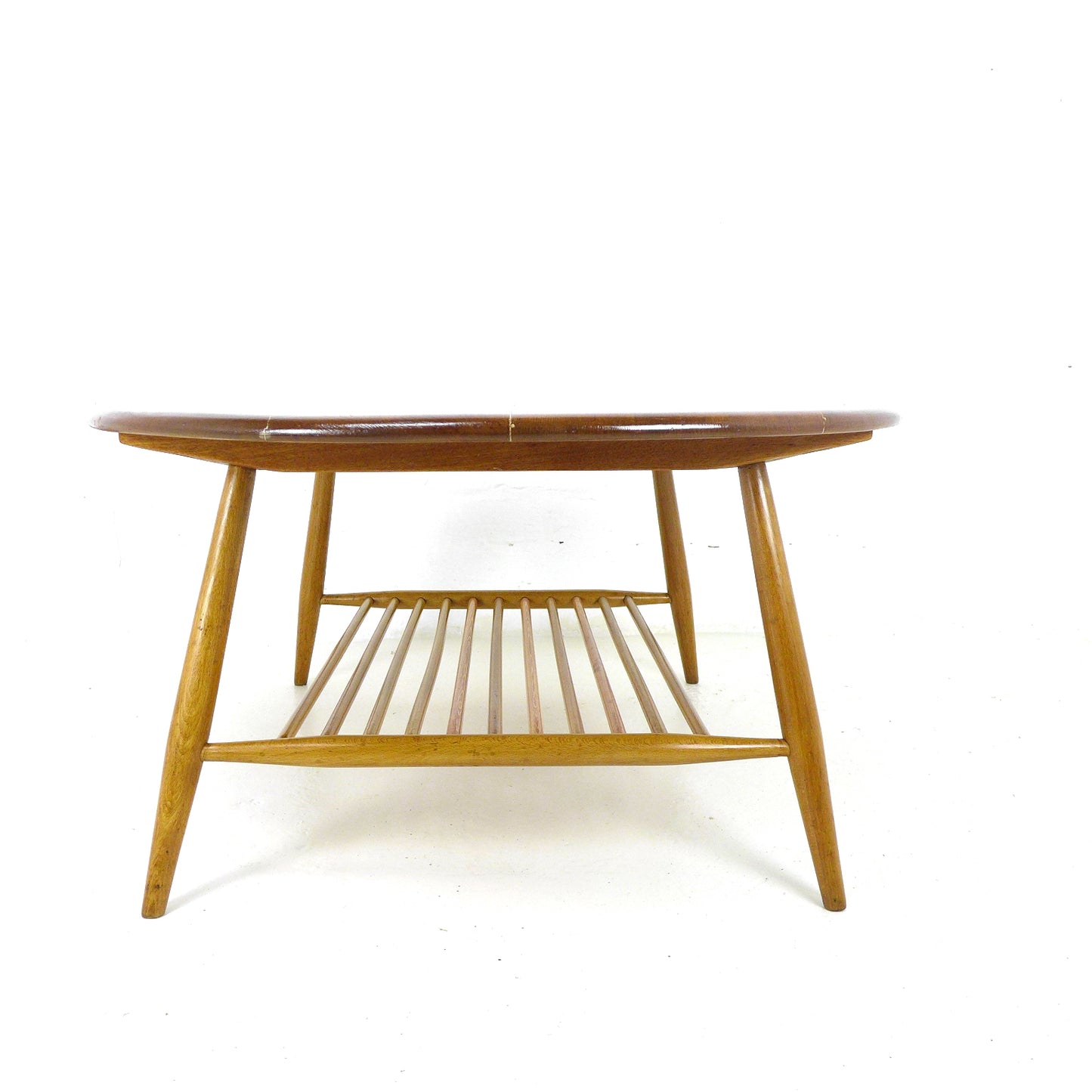 Vintage Ercol Oval Coffee Table with Magazine Rack n.o. 454 Light