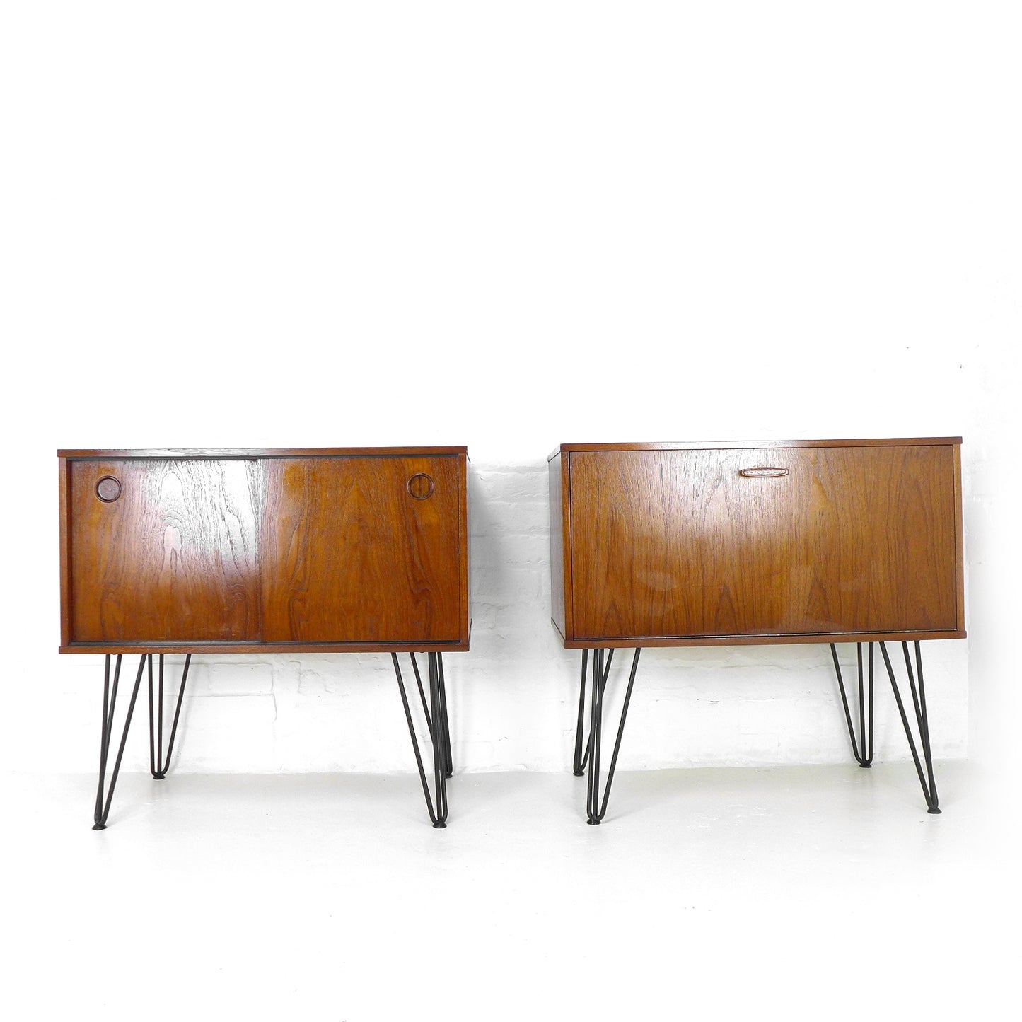 Pair of Mid Century Teak Record/Drinks Cabinets / Modular Sideboard on Hairpin Legs by Avalon