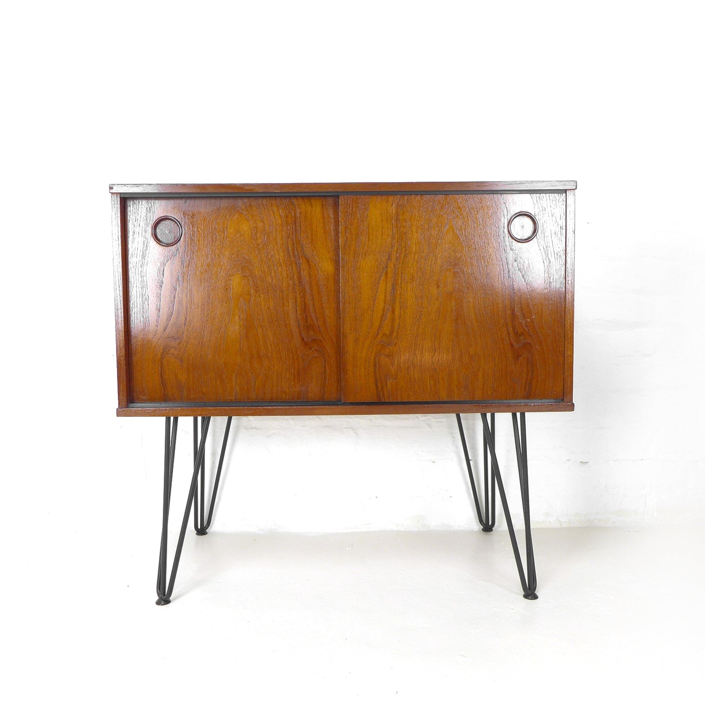 Pair of Mid Century Teak Record/Drinks Cabinets / Modular Sideboard on Hairpin Legs by Avalon