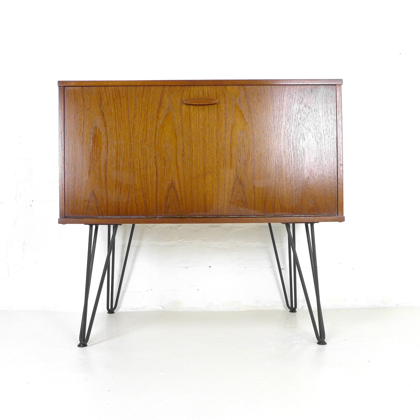 Pair of Mid Century Teak Record/Drinks Cabinets / Modular Sideboard on Hairpin Legs by Avalon