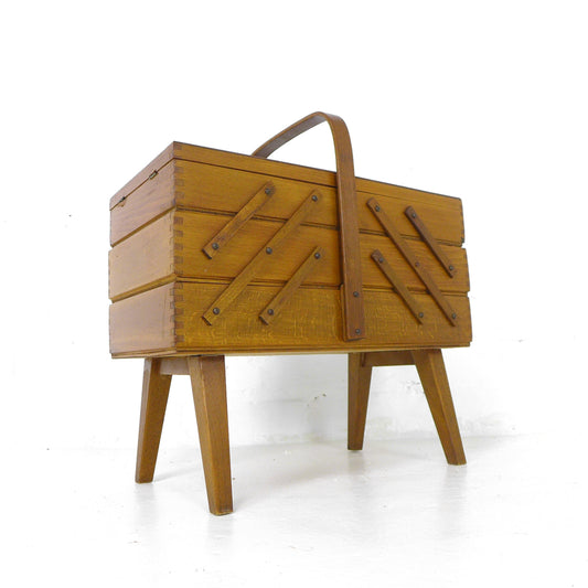 Vintage Sewing Box - Mid Century Cantilever Style Storage