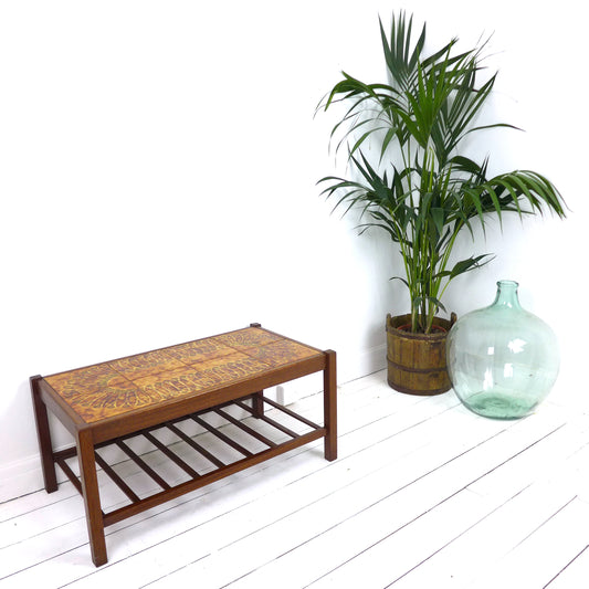 Mid Century Tile Top Teak Coffee Table