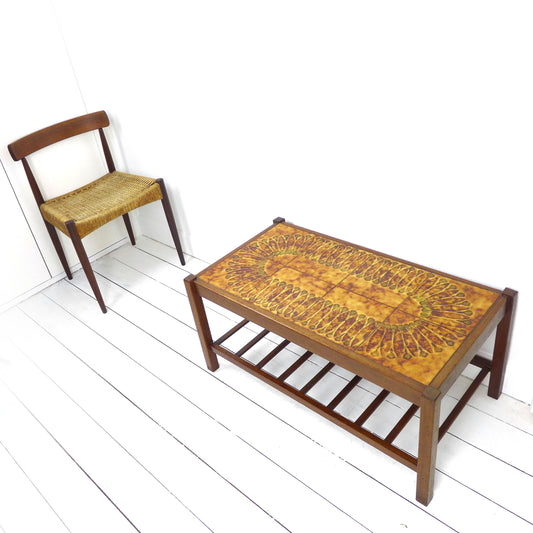 Mid Century Tile Top Teak Coffee Table