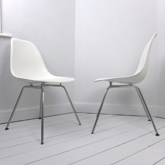 Pair of Eames Plastic Side Chair DSX White circa 2008