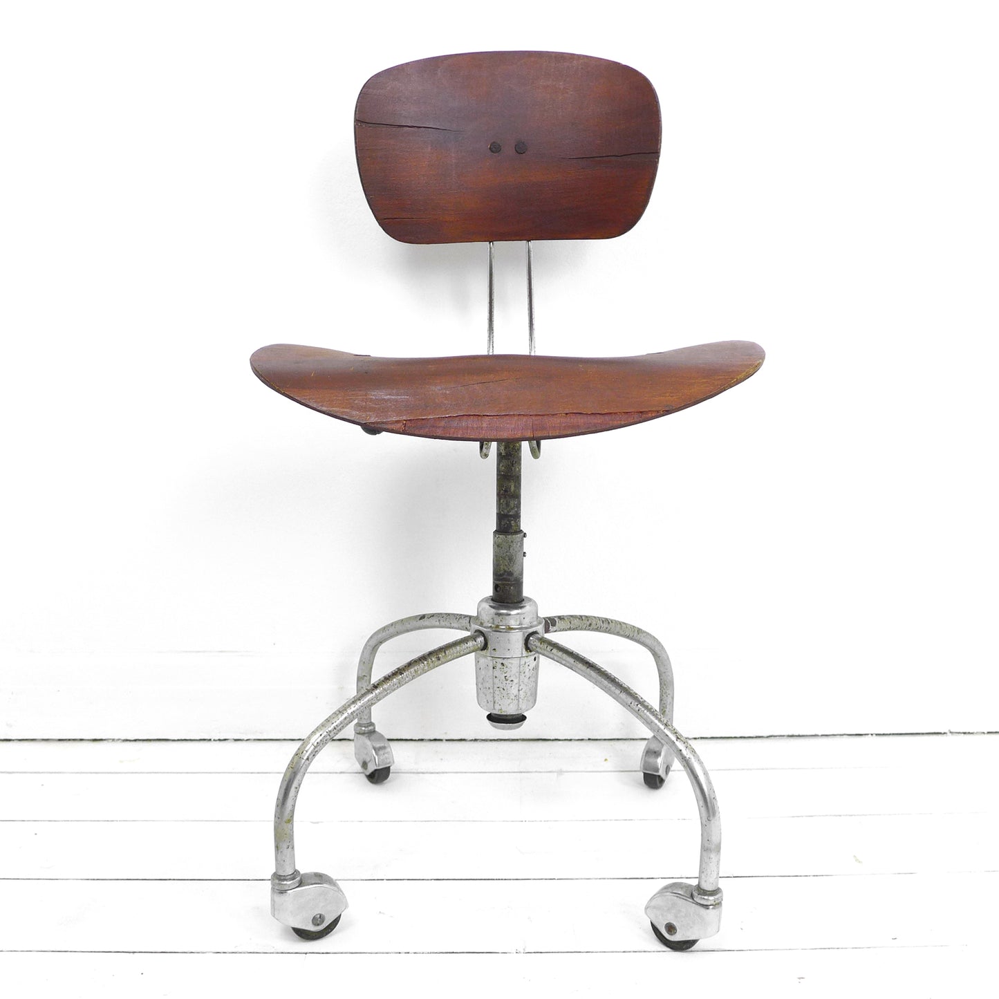Vintage Industrial Desk Chair - Mid Century Machinist Swivel Chair