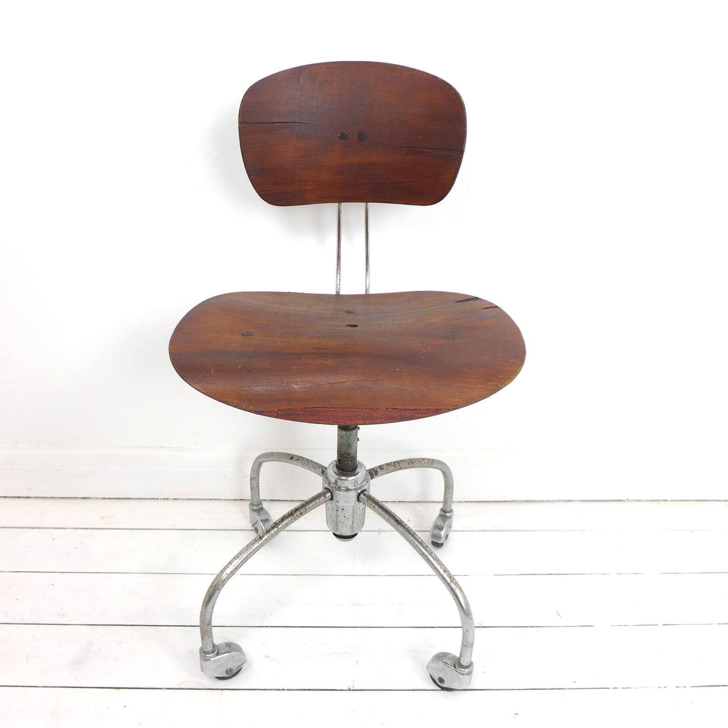 Vintage Industrial Desk Chair - Mid Century Machinist Swivel Chair