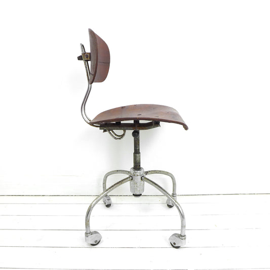 Vintage Industrial Desk Chair - Mid Century Machinist Swivel Chair