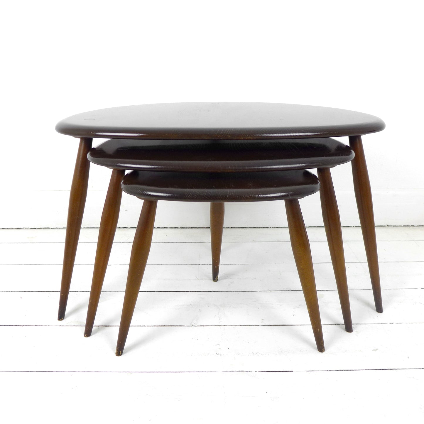 Vintage Ercol Pebble Tables - Nest of 3 in Dark Tone