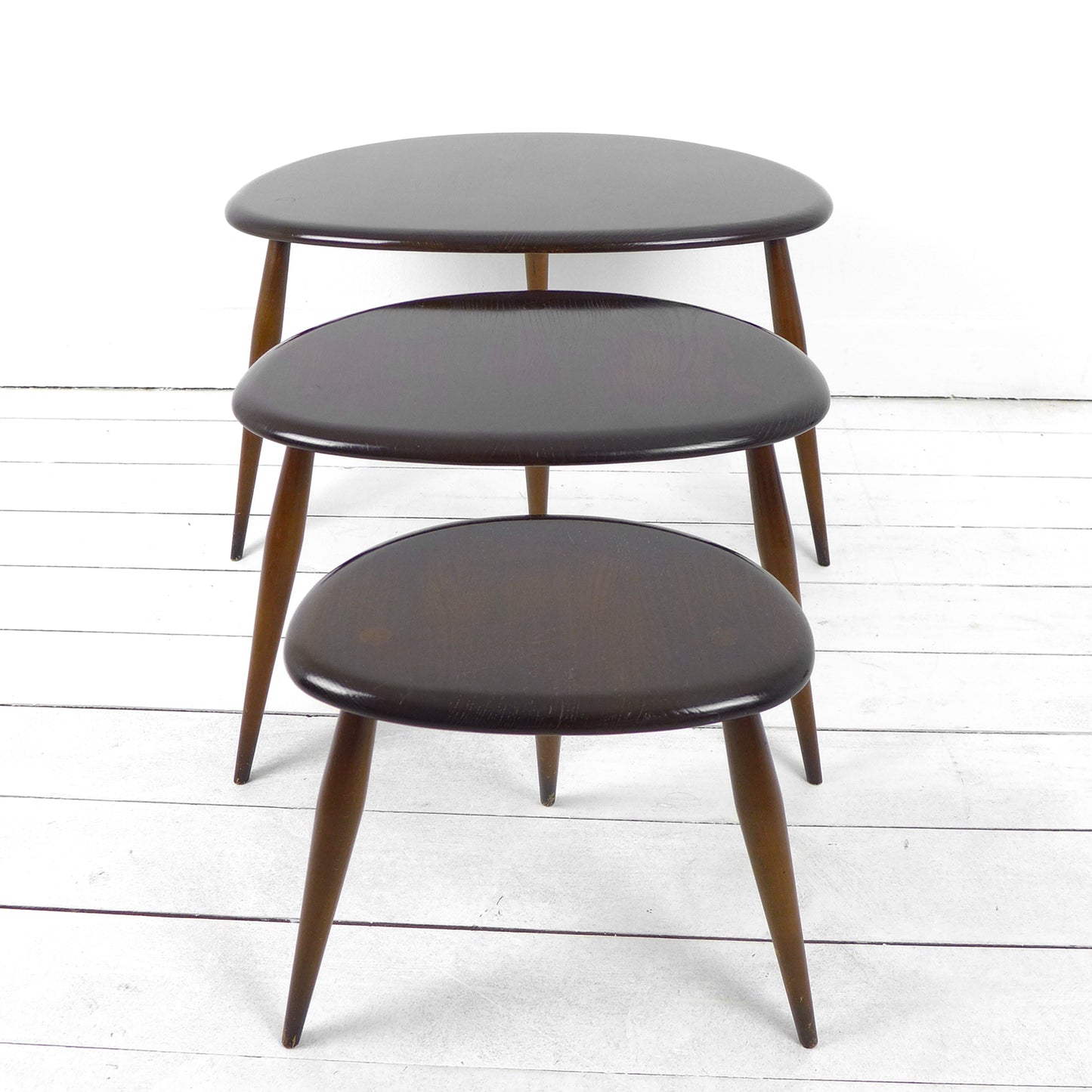 Vintage Ercol Pebble Tables - Nest of 3 in Dark Tone