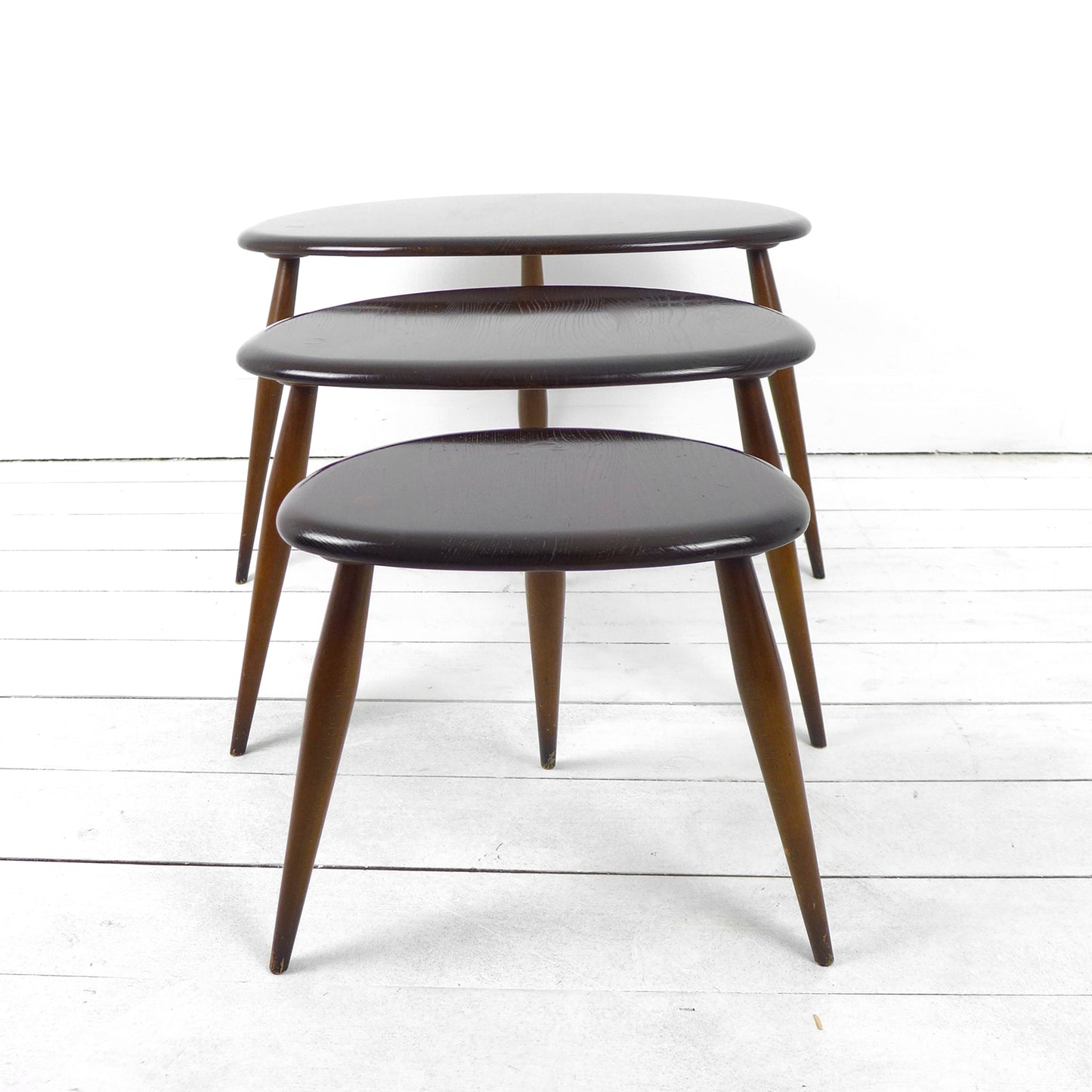 Vintage Ercol Pebble Tables - Nest of 3 in Dark Tone