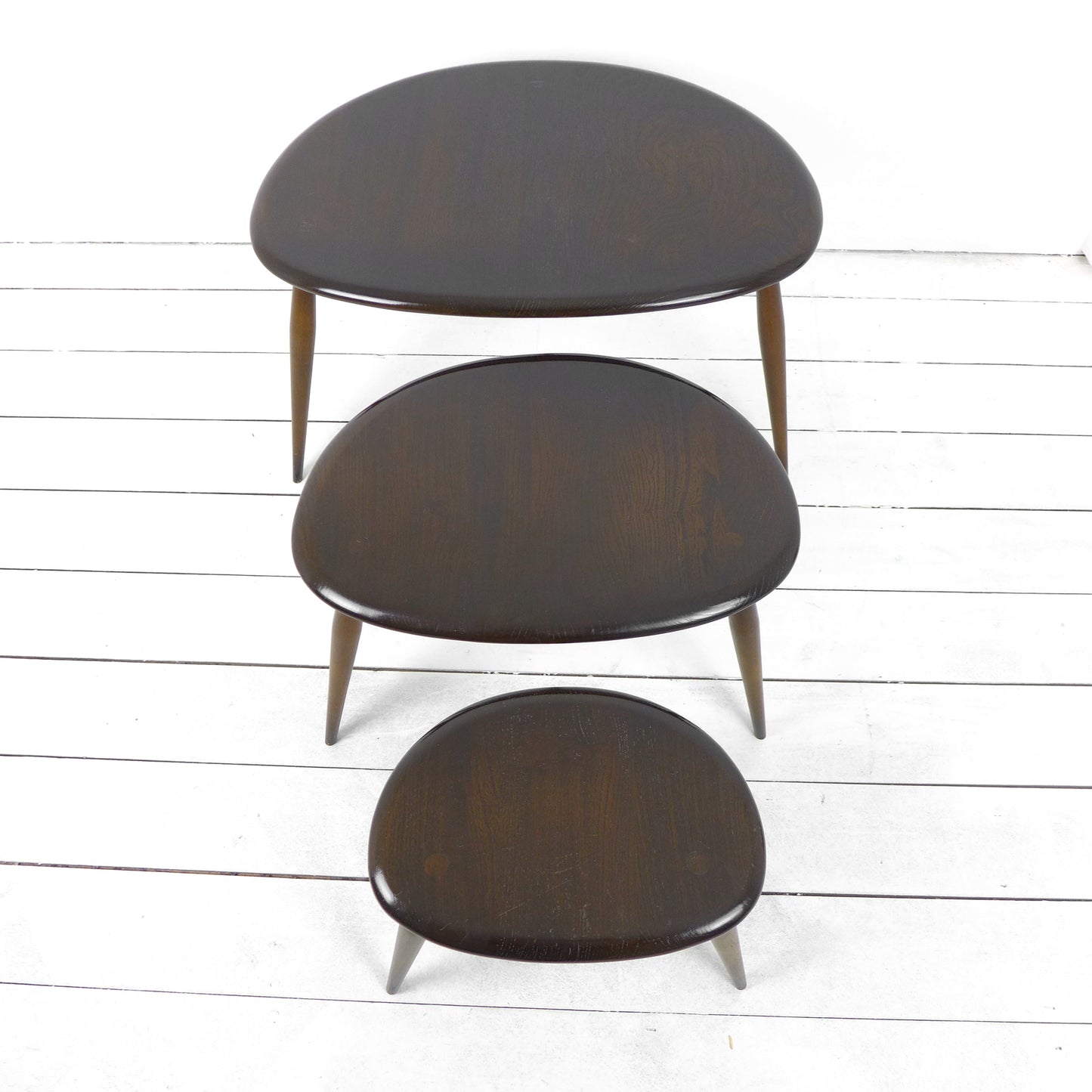 Vintage Ercol Pebble Tables - Nest of 3 in Dark Tone