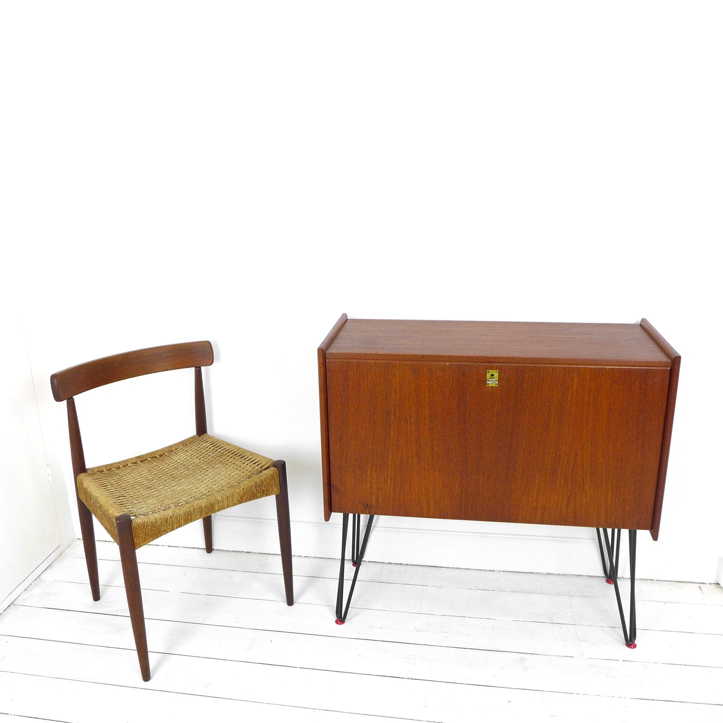 Scandinavian Teak Sideboard / Drinks Cabinet on Atomic Hairpin Legs