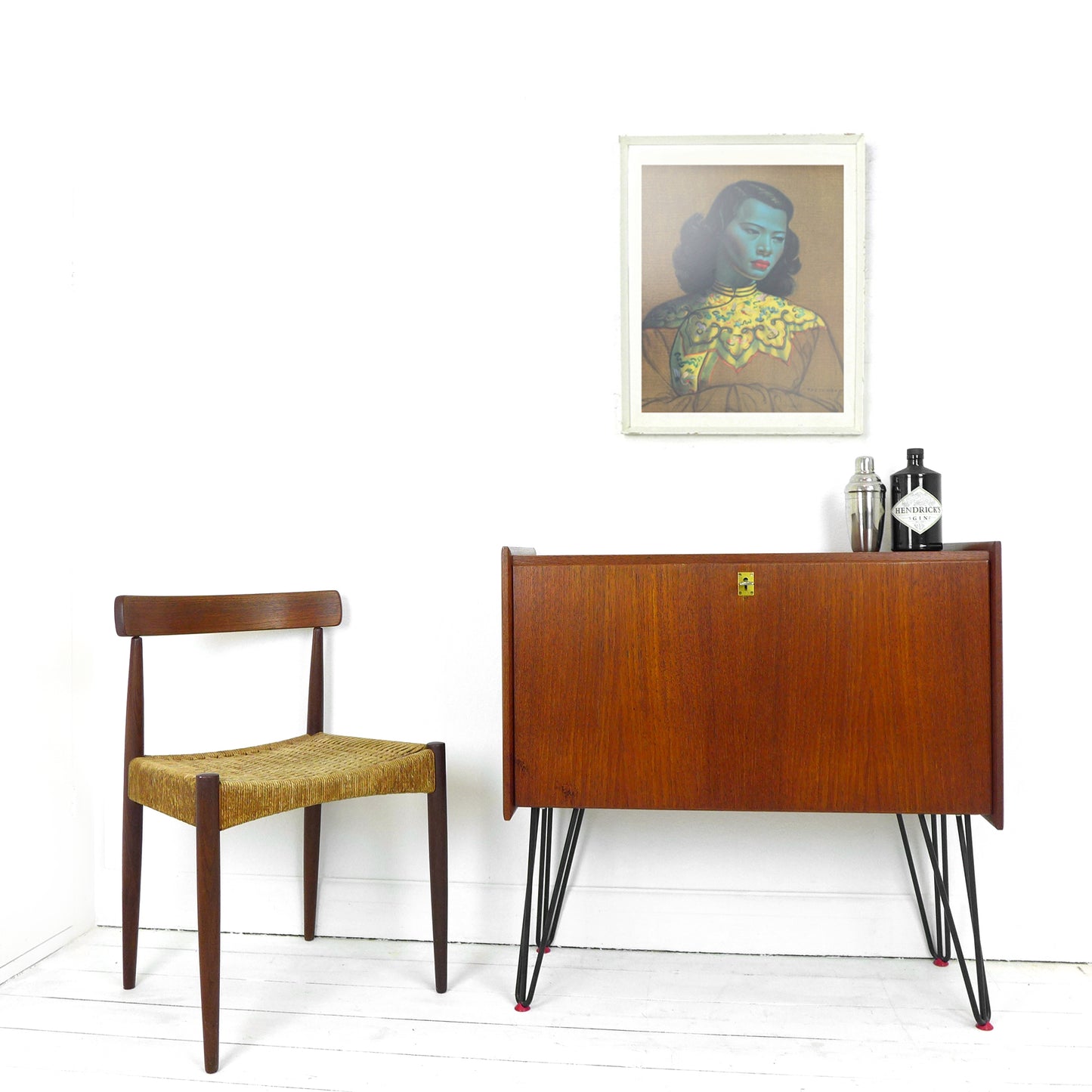 Scandinavian Teak Sideboard / Drinks Cabinet on Atomic Hairpin Legs