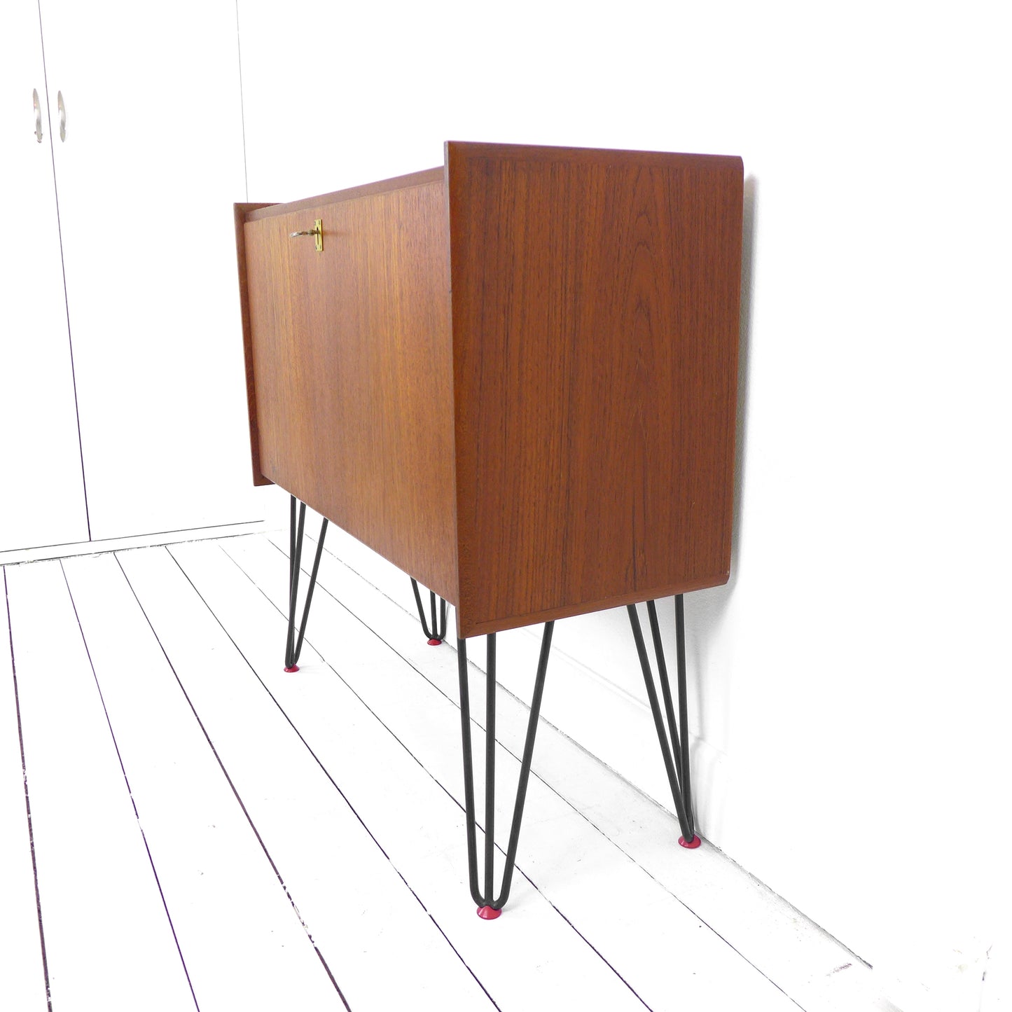 Scandinavian Teak Sideboard / Drinks Cabinet on Atomic Hairpin Legs