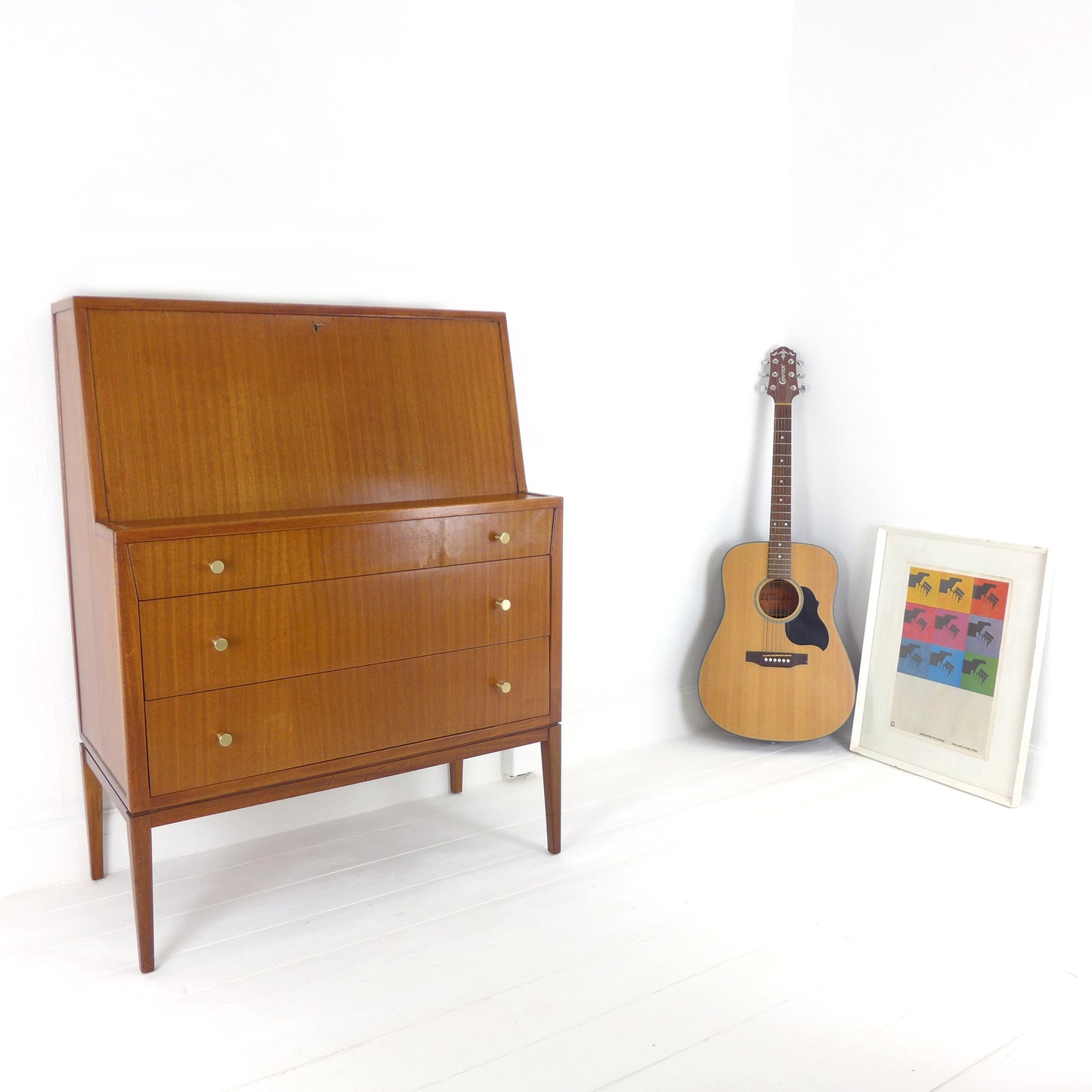 Mid Century Desk / Bureau with Leather Writing Slope - Possibly by Richard Hornby