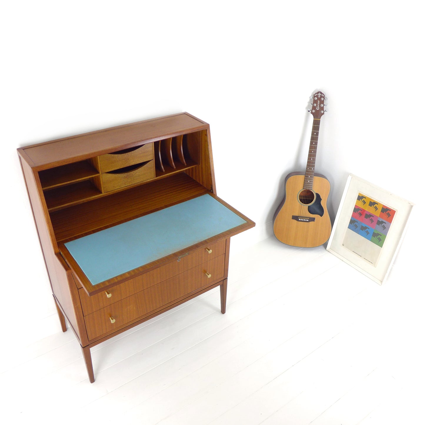 Mid Century Desk / Bureau with Leather Writing Slope - Possibly by Richard Hornby