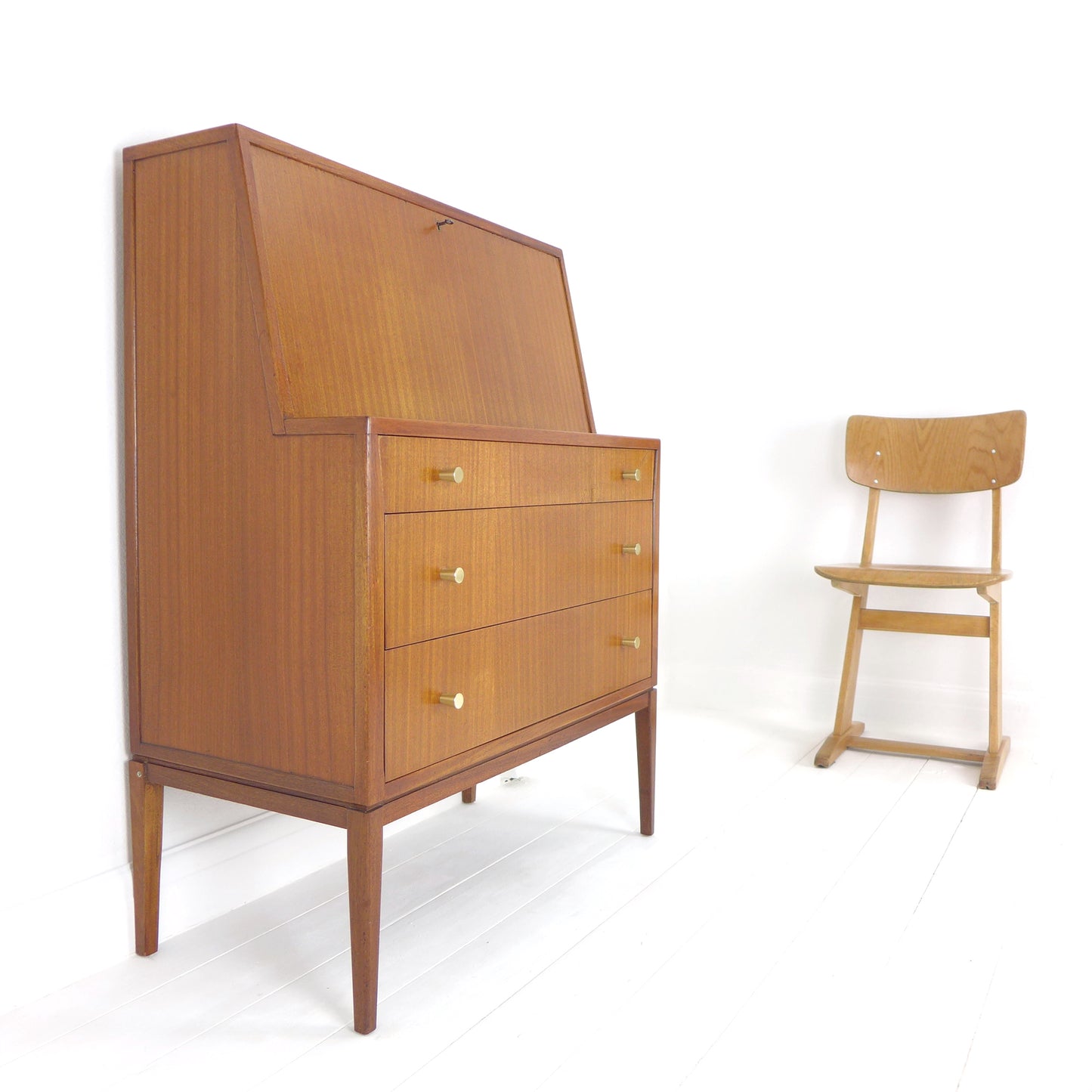 Mid Century Desk / Bureau with Leather Writing Slope - Possibly by Richard Hornby