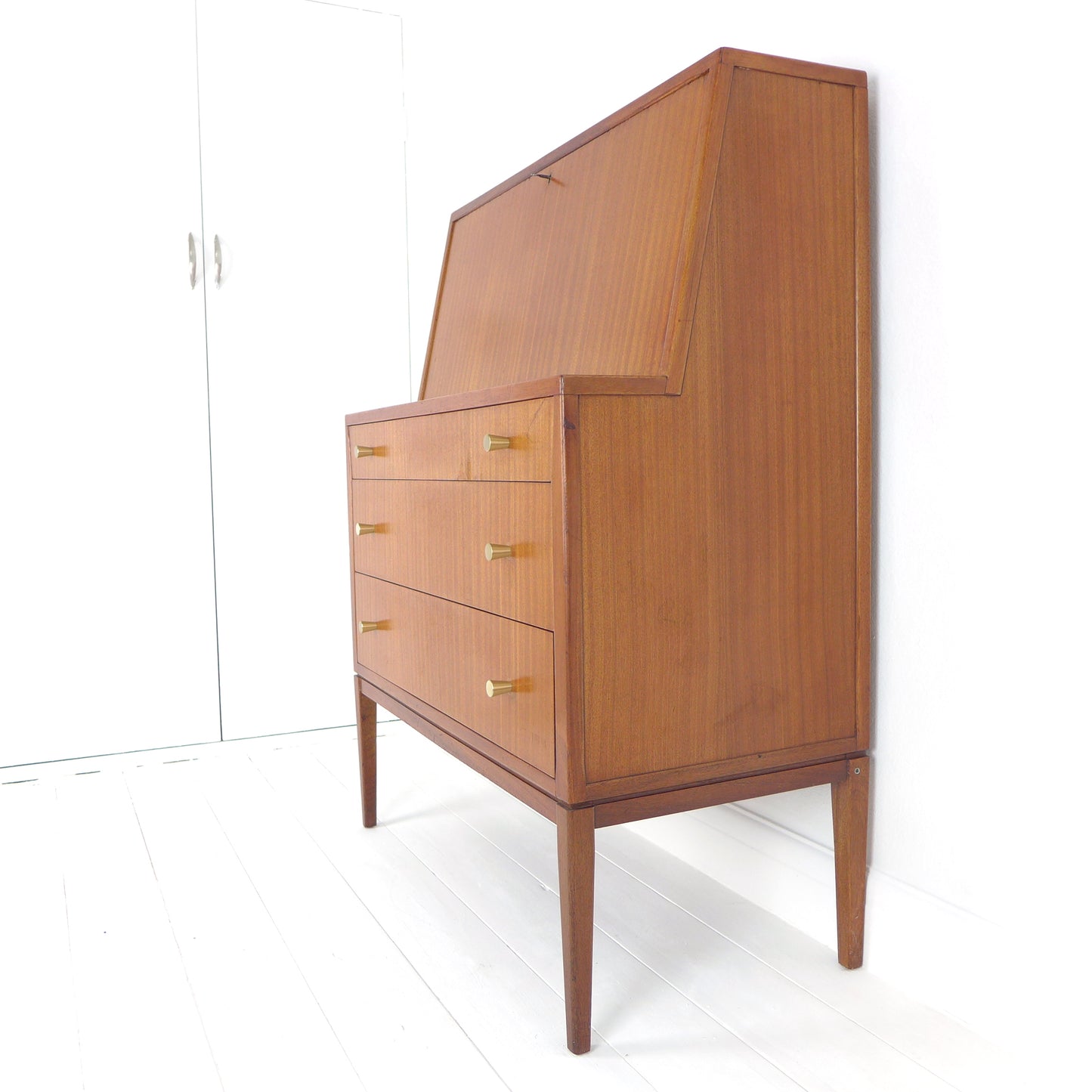 Mid Century Desk / Bureau with Leather Writing Slope - Possibly by Richard Hornby