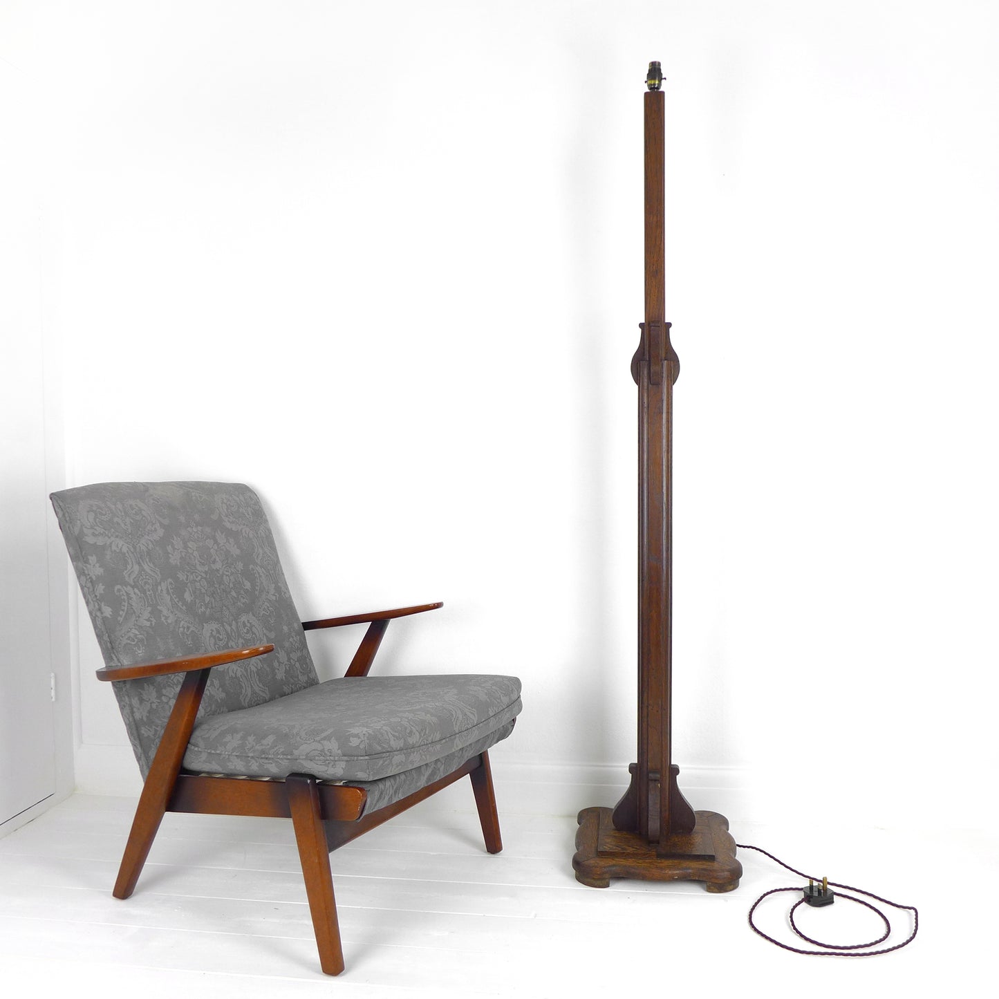 Refurbished Arts & Crafts / Art Nouveau Oak Floor Lamp / Standard Lamp Base