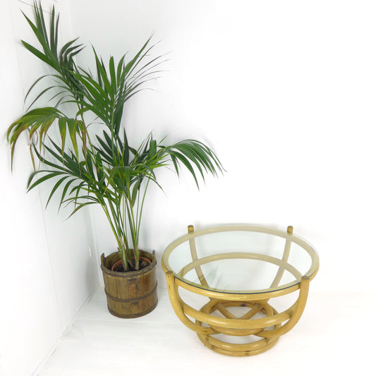 Mid Century Bamboo & Glass Coffee Table by Angraves