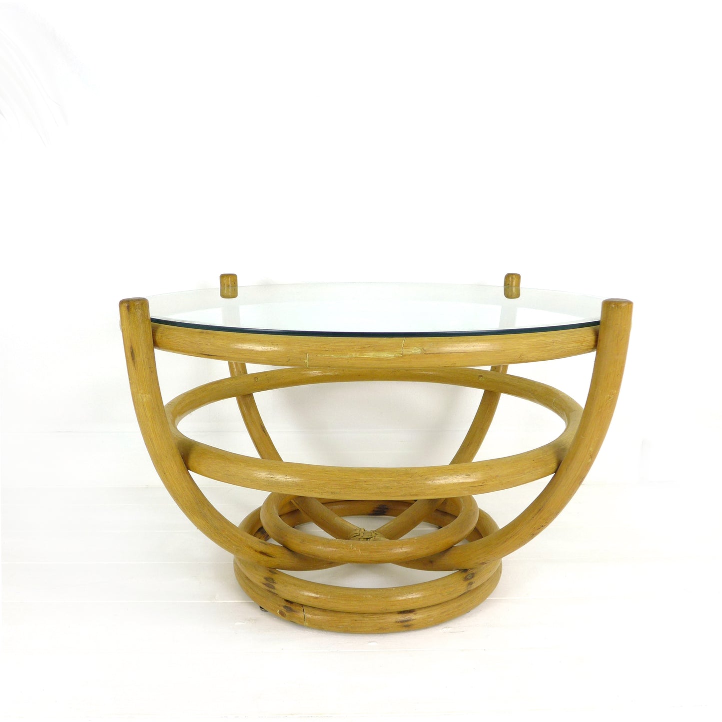 Mid Century Bamboo & Glass Coffee Table by Angraves