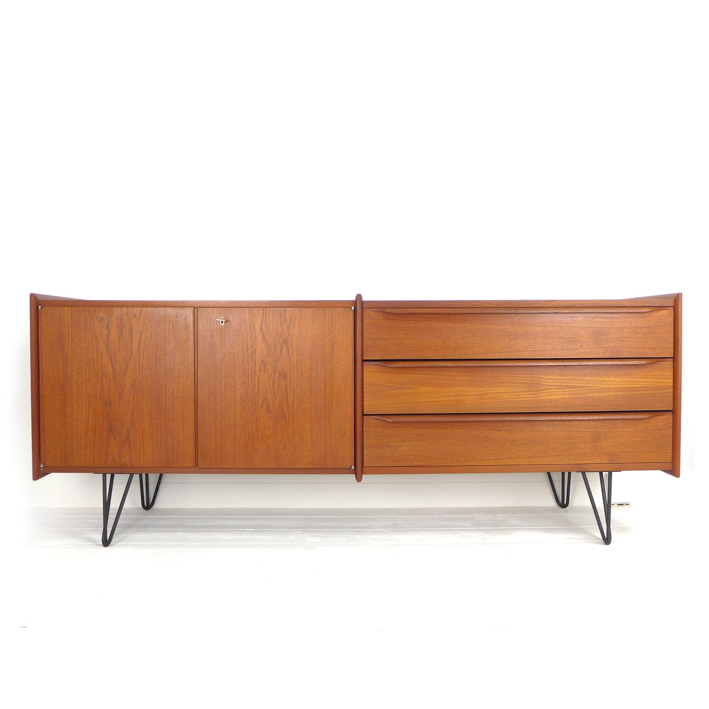 Mid Century Teak Sideboard on Hairpin Legs - Record / Drinks Cabinet / TV Stand