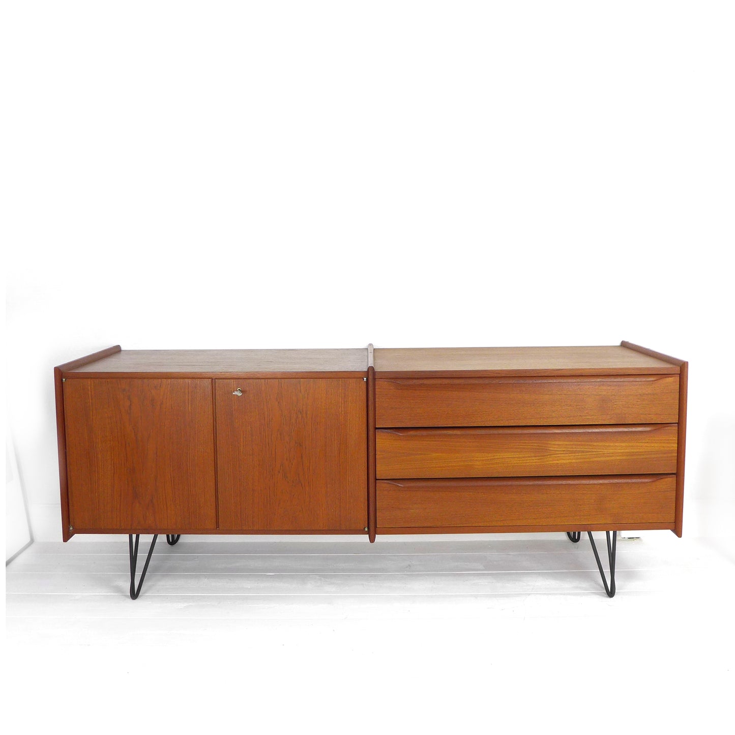 Mid Century Teak Sideboard on Hairpin Legs - Record / Drinks Cabinet / TV Stand