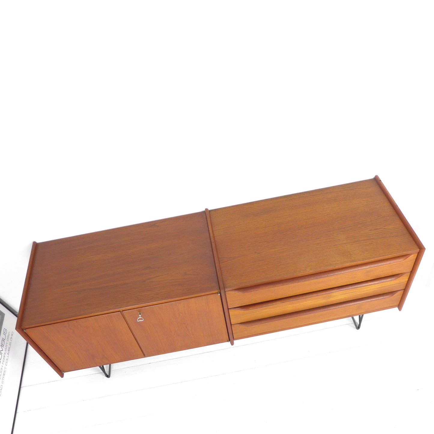 Mid Century Teak Sideboard on Hairpin Legs - Record / Drinks Cabinet / TV Stand