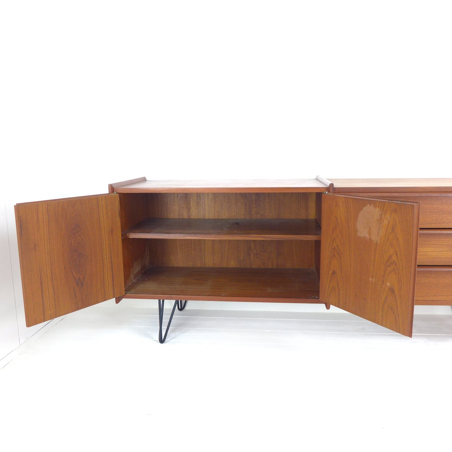 Mid Century Teak Sideboard on Hairpin Legs - Record / Drinks Cabinet / TV Stand