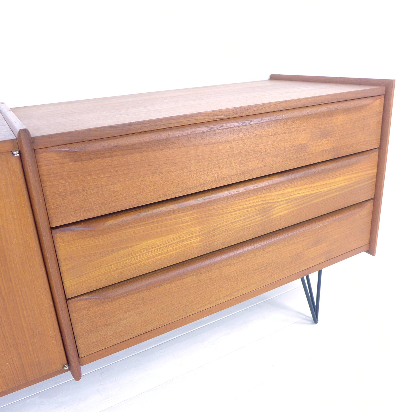 Mid Century Teak Sideboard on Hairpin Legs - Record / Drinks Cabinet / TV Stand