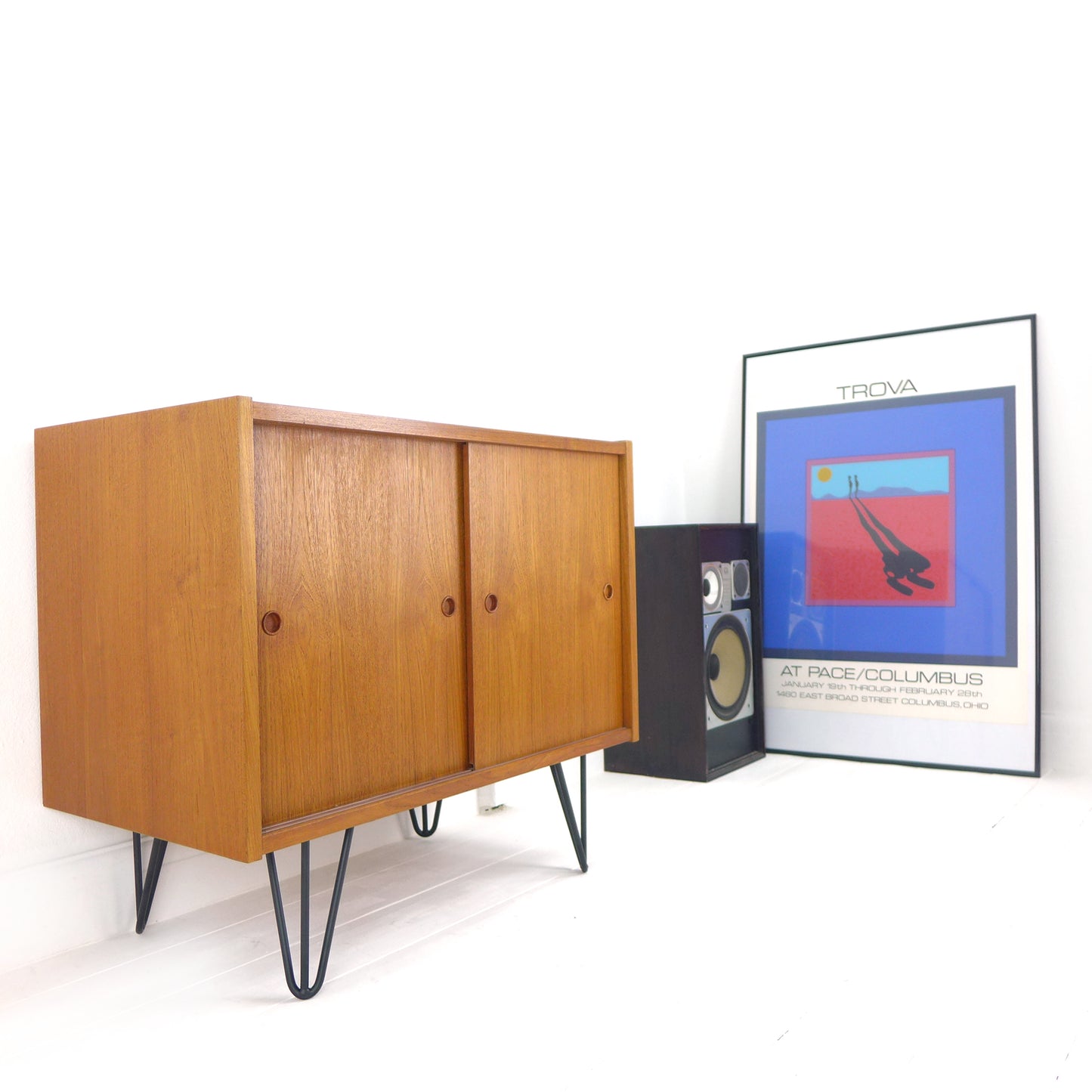 Danish Mid Century Teak Sideboard on Hairpin Legs - Record / Drinks Cabinet / TV Stand Vintage