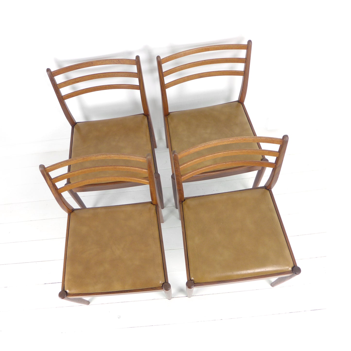 Vintage G PLAN Dining Chairs x4 - Original Leather Seats - Mid Century Teak Set of 4