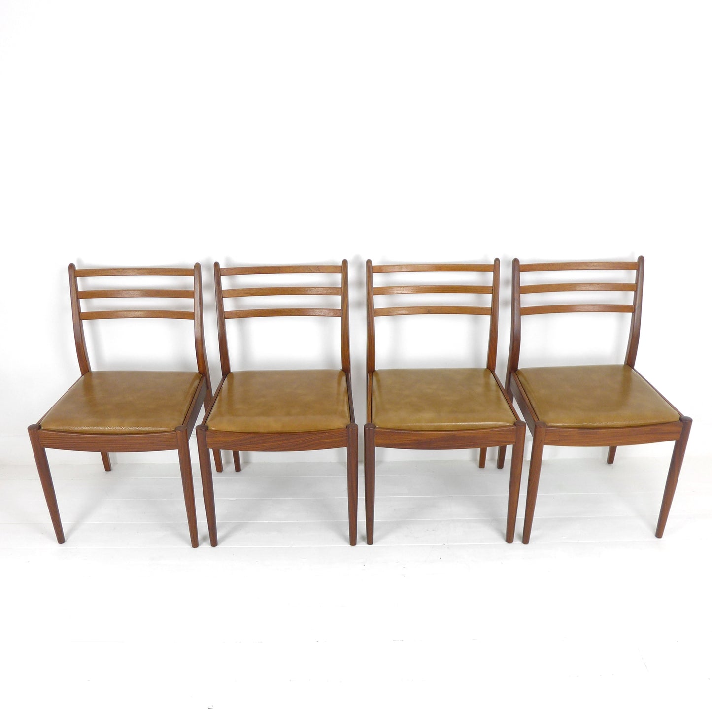 Vintage G PLAN Dining Chairs x4 - Original Leather Seats - Mid Century Teak Set of 4