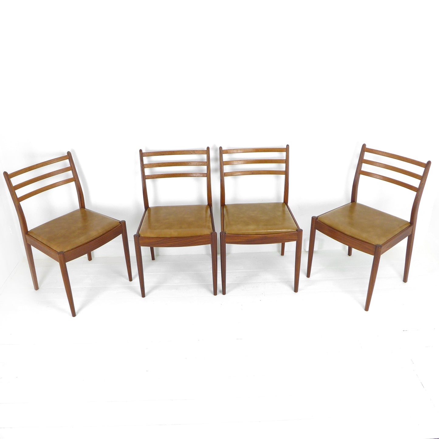 Vintage G PLAN Dining Chairs x4 - Original Leather Seats - Mid Century Teak Set of 4