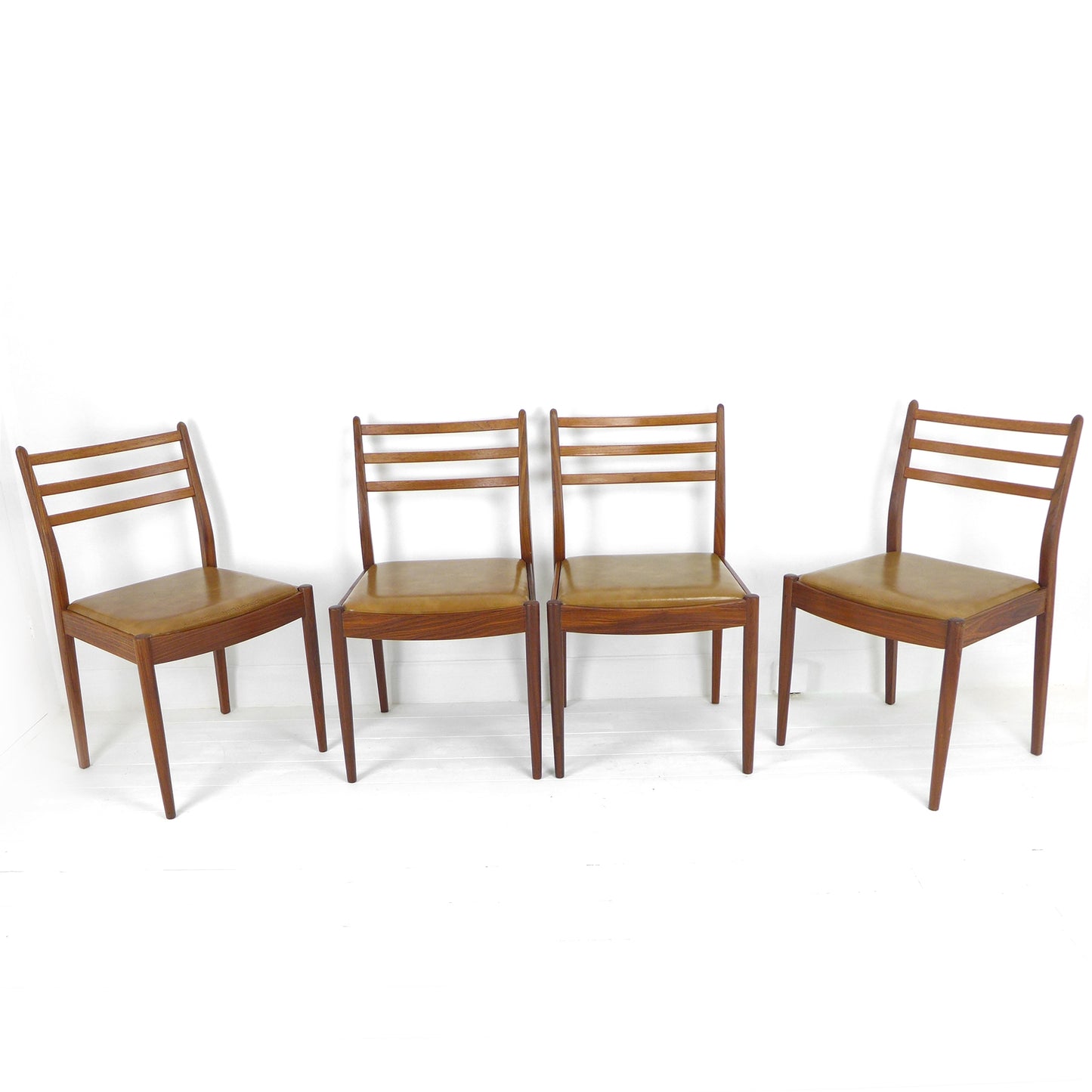 Vintage G PLAN Dining Chairs x4 - Original Leather Seats - Mid Century Teak Set of 4