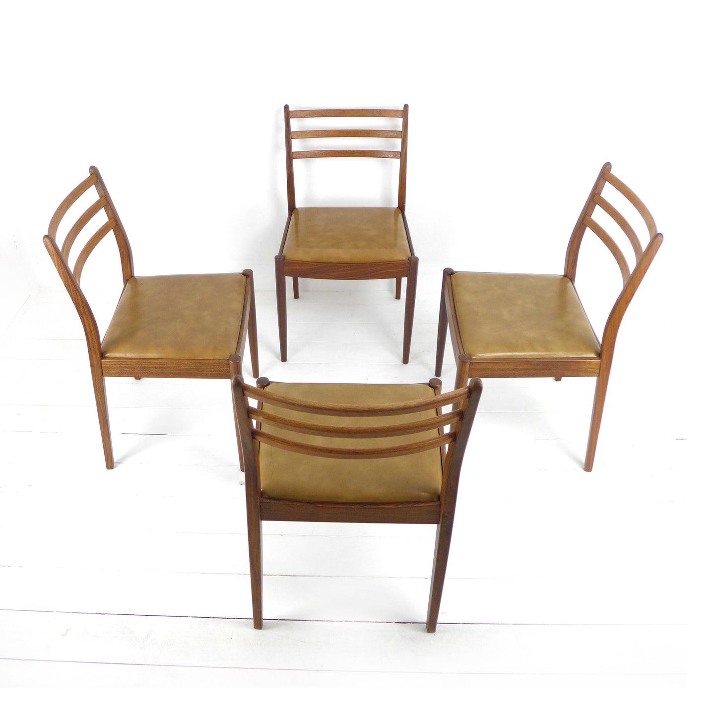 Vintage G PLAN Dining Chairs x4 - Original Leather Seats - Mid Century Teak Set of 4