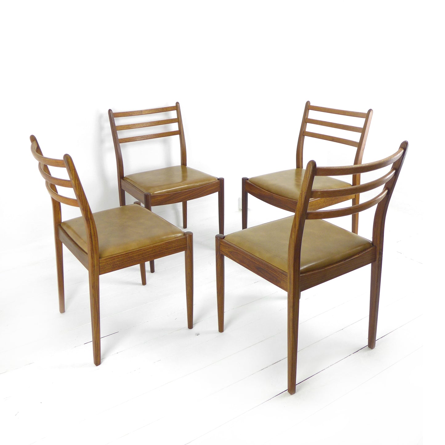 Vintage G PLAN Dining Chairs x4 - Original Leather Seats - Mid Century Teak Set of 4