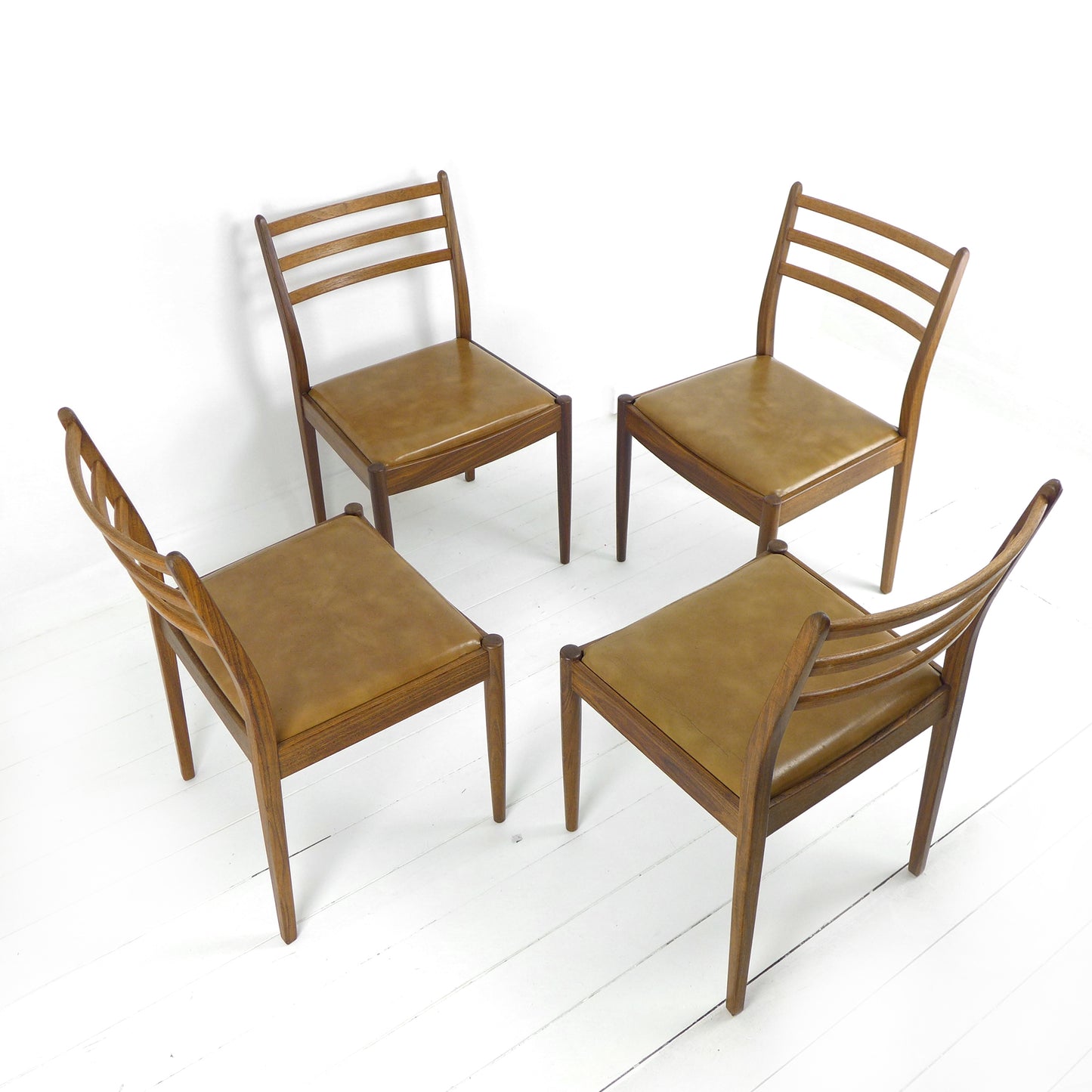 Vintage G PLAN Dining Chairs x4 - Original Leather Seats - Mid Century Teak Set of 4