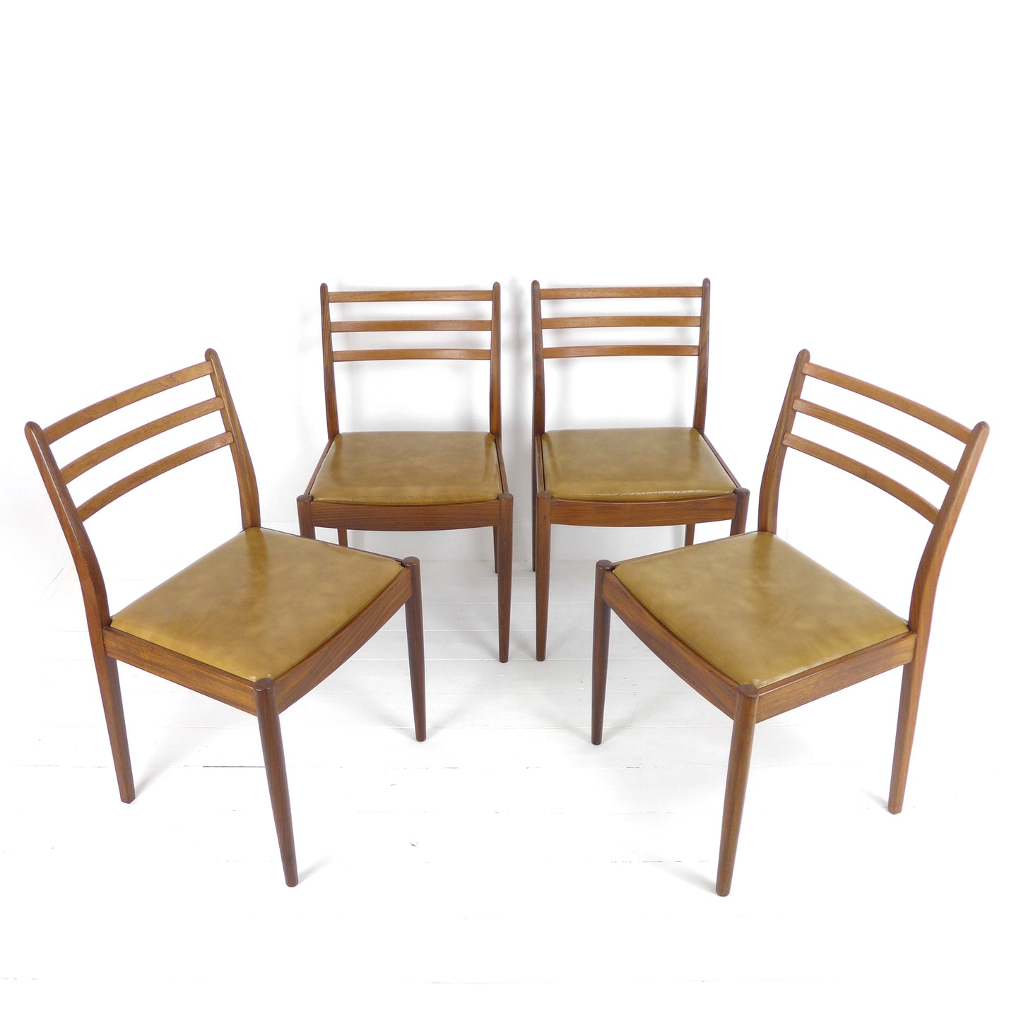 Vintage G PLAN Dining Chairs x4 - Original Leather Seats - Mid Century Teak Set of 4