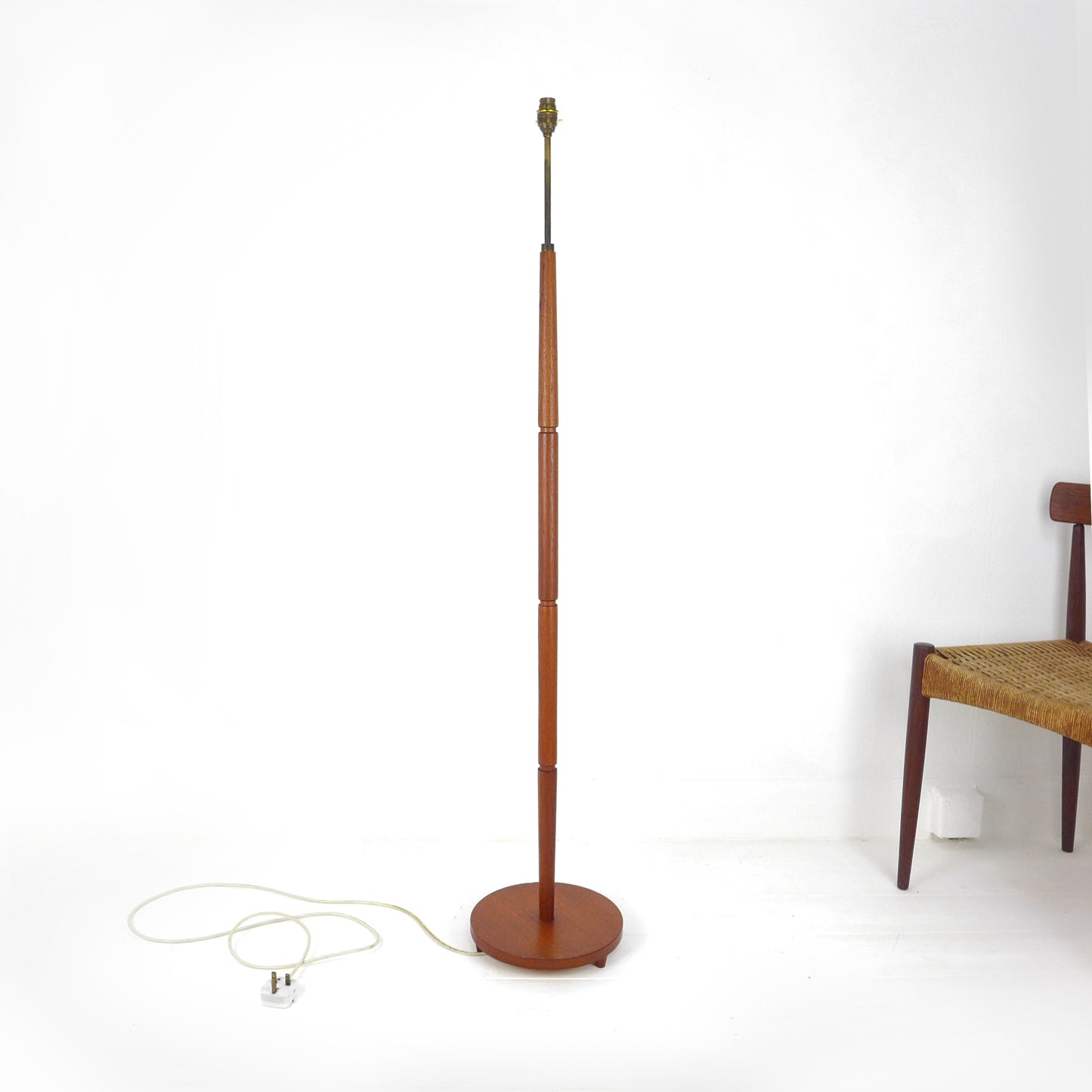 Mid Century Teak Floor Lamp / Standard Lamp Base - Bamboo/Boho