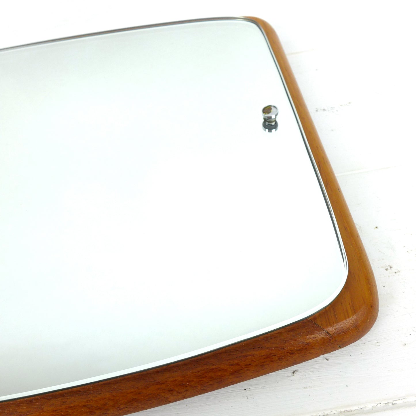 Mid Century Teak Mirror - Vintage 1960's Atomic - Oval/Rectangular