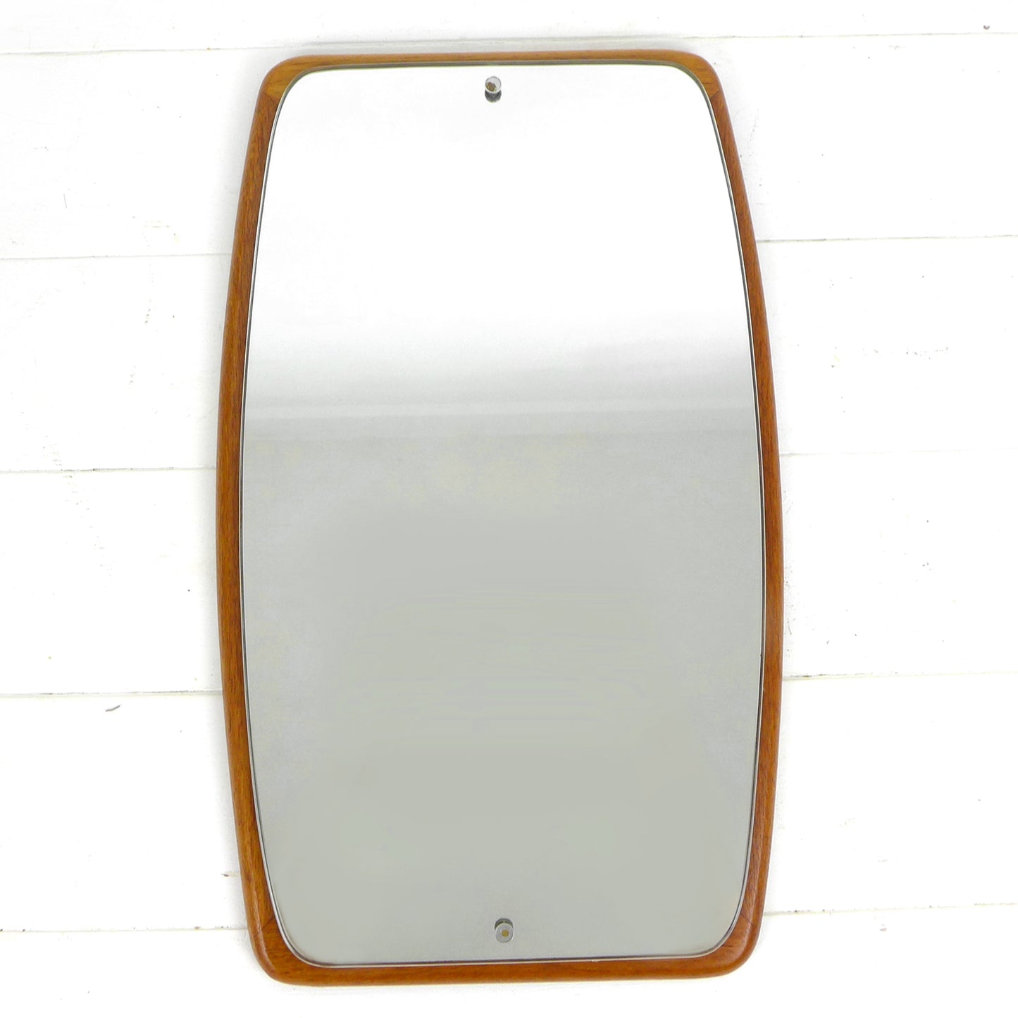 Mid Century Teak Mirror - Vintage 1960's Atomic - Oval/Rectangular