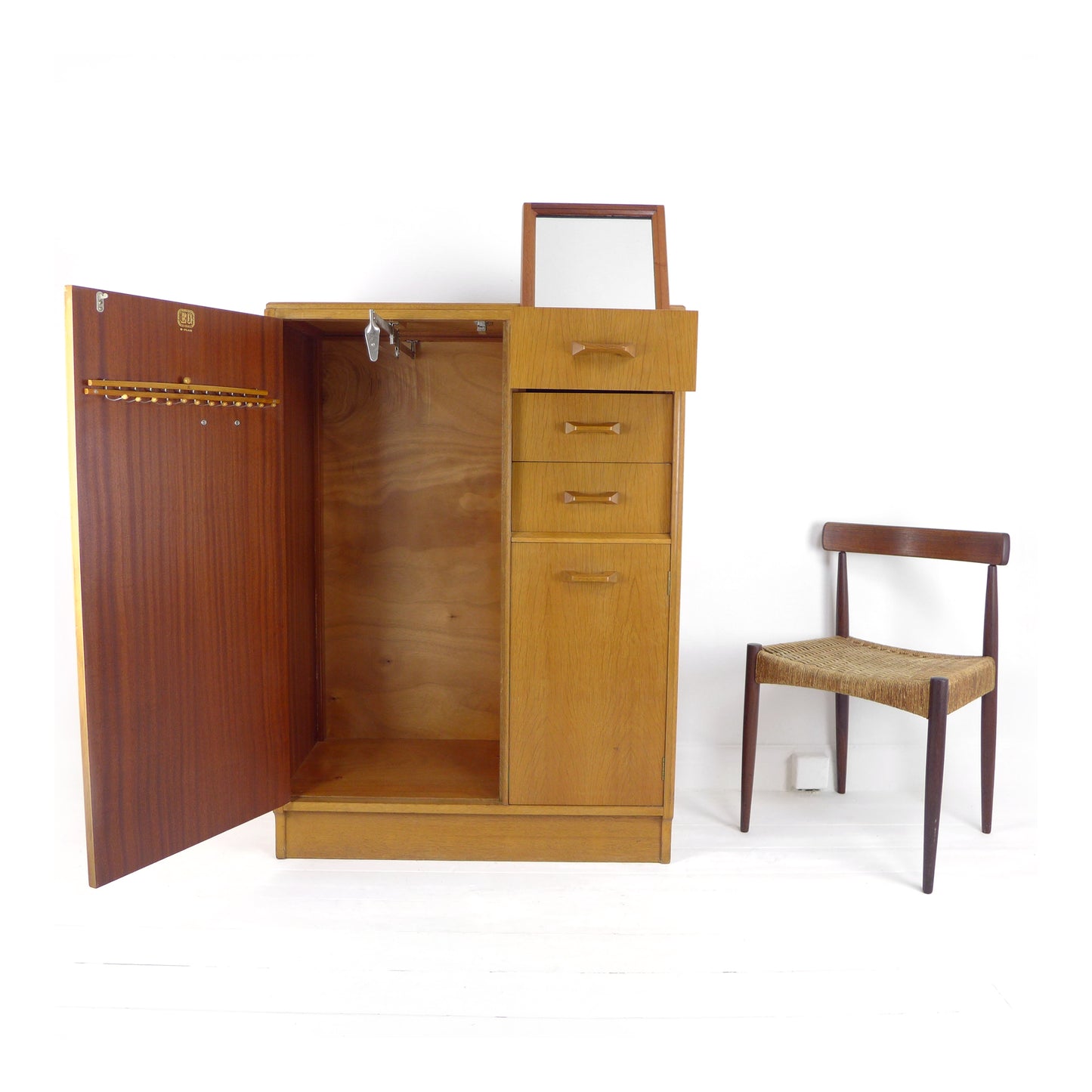 Vintage G PLAN Wardrobe - Gentleman's Tallboy with Drawers - Mid Century